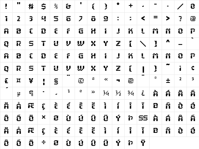 Dex Gothic LT Std Regular Character Map Dex Gothic LT Std Regular Character Map