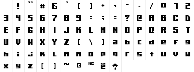 Kiloton Condensed Normal Character Map