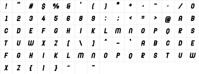 Dexoljack Italic Character Map