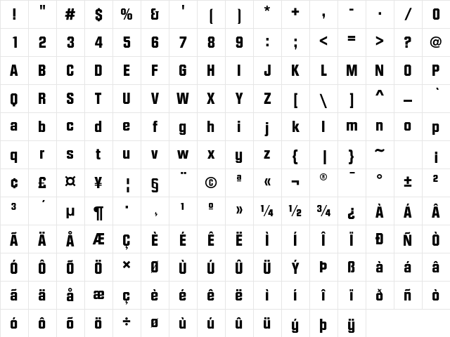 DiamanteEF Bold Character Map