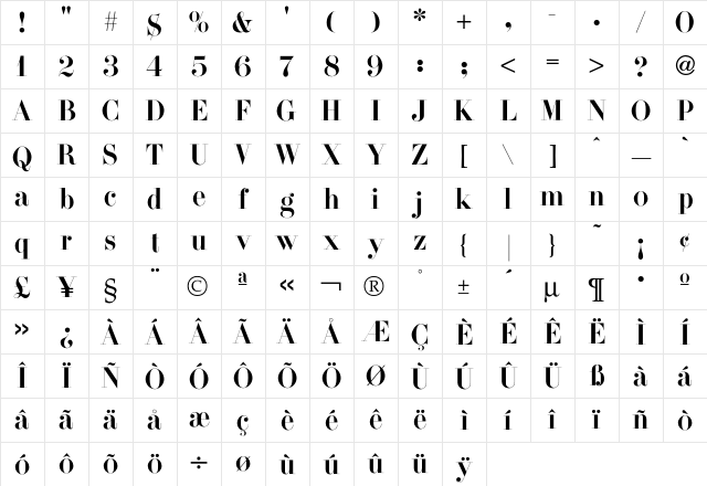Didi Font Character Map Didi Font Character Map
