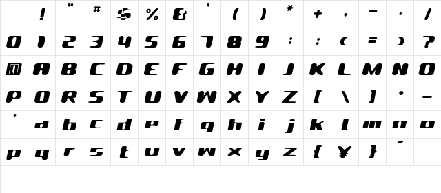 LBIlovely bold italic Alp Character Map