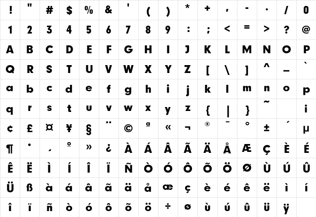 DigiGroteskNEF-Bold Regular Character Map