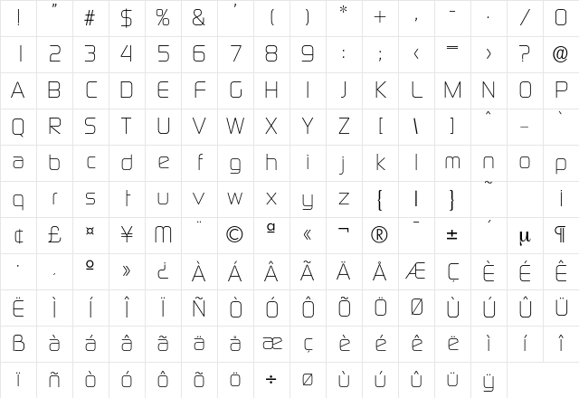 Digital-Light Regular Character Map