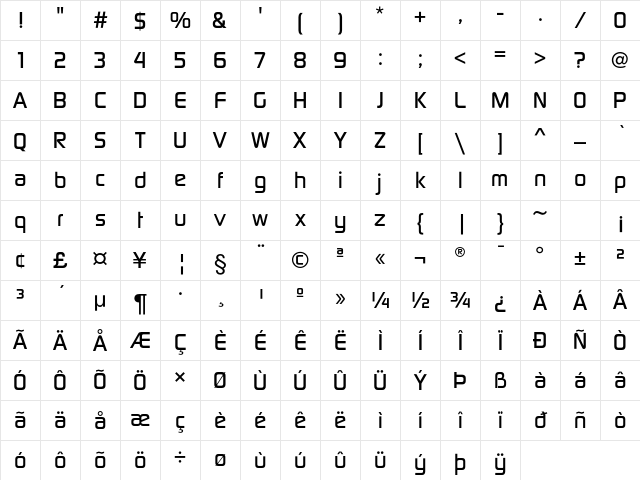 DigitalEF Medium Character Map