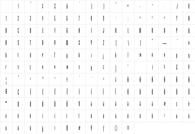 Digitek Std Regular Character Map