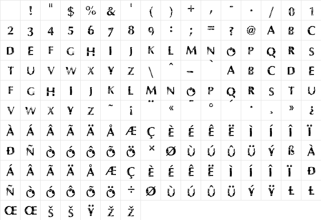 Dinosaur FontasaurusText Character Map