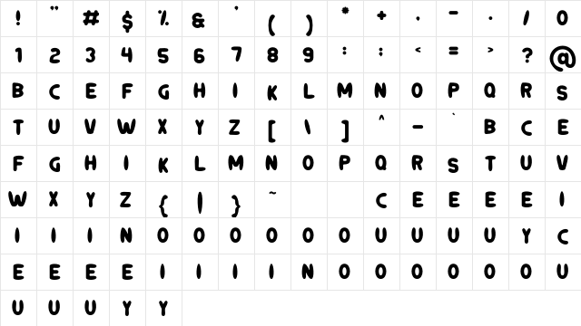 DINOUS Regular Character Map