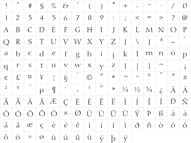 Diotima LT Std Roman Character Map Diotima LT Std Roman Character Map