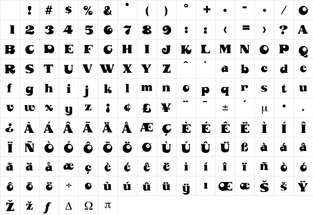 Dirigent Regular Character Map Dirigent Regular Character Map