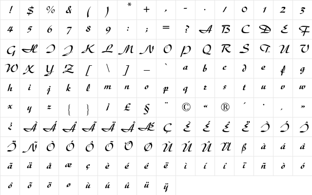 Diskus BQ Regular Character Map