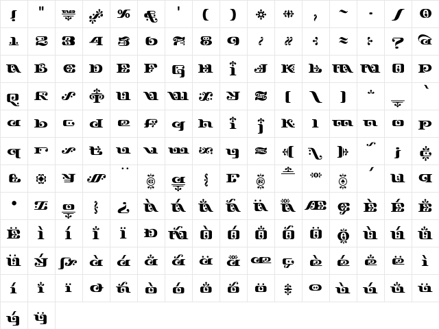 Django Bold Character Map
