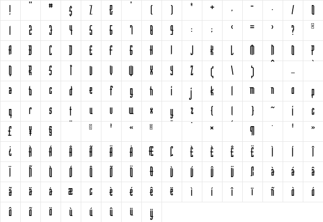 Dog Regular Character Map