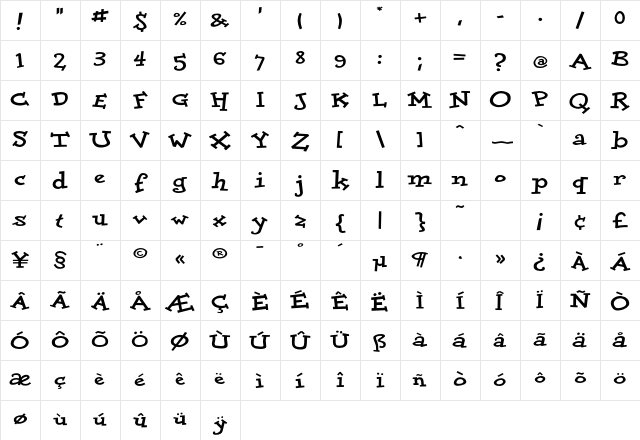 DoloresExtraBold Regular Character Map