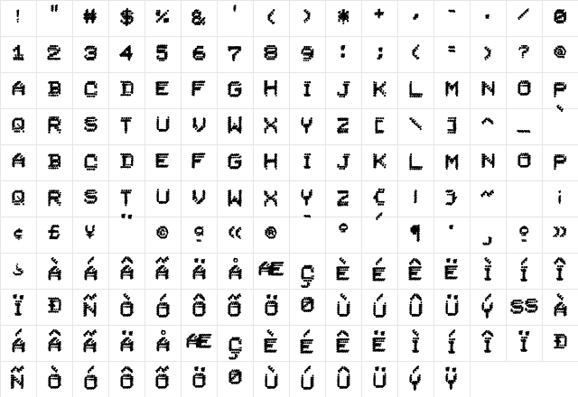 DoomPlatoon Medium Character Map