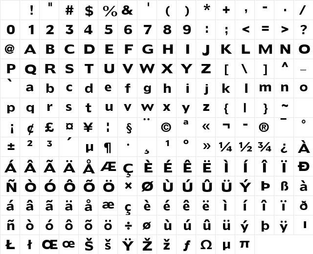 Doric LT Std Bold Character Map Doric LT Std Bold Character Map