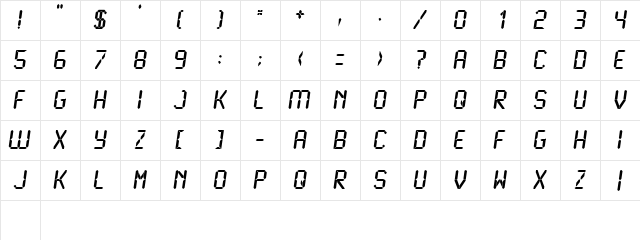 LCD Bold Character Map