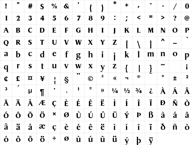 DragonEF Bold Character Map DragonEF Bold Character Map