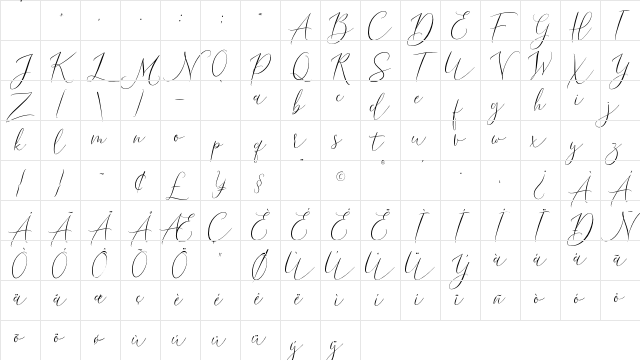 Demo Dream Lavigne Script Regular Character Map