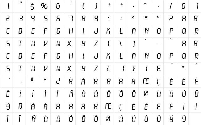 LCD Regular Character Map