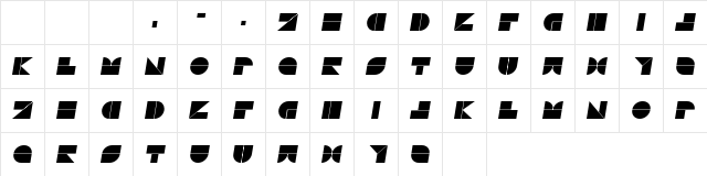 Drebiek Expanded Italic Character Map