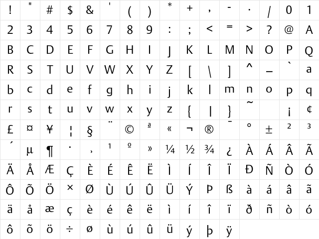 DTL Argo T Light Character Map