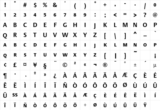 DTLArgoTCaps Bold Character Map