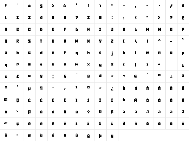 Bitrimus Medium Character Map