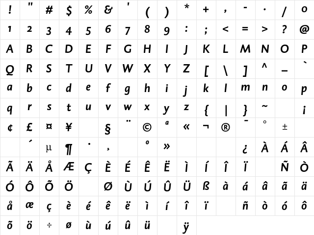 DTLCaspariST BoldItalic Character Map