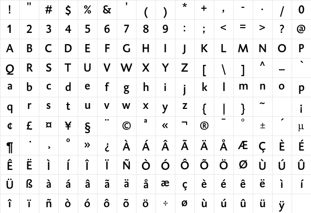 DTLCaspariT Medium Character Map DTLCaspariT Medium Character Map