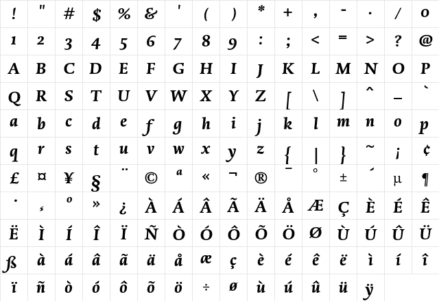 DTLDorianST BoldItalic Character Map