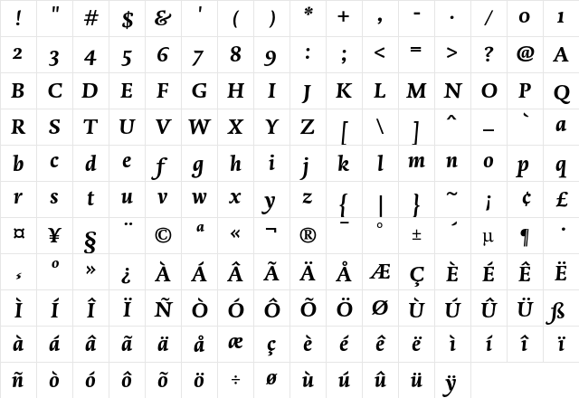 DTL Dorian ST Bold Italic Character Map