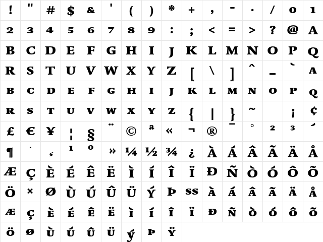 DTL Dorian T Caps Heavy Character Map