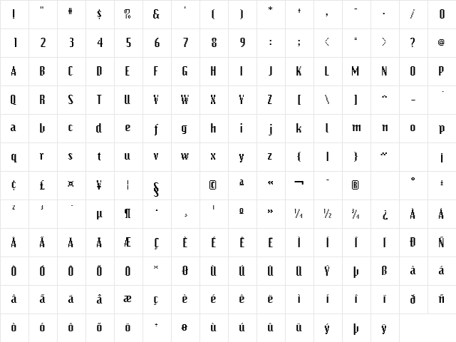 BitsExtended Regular Character Map
