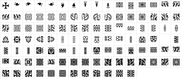 DTL Elzevir Ornaments Character Map