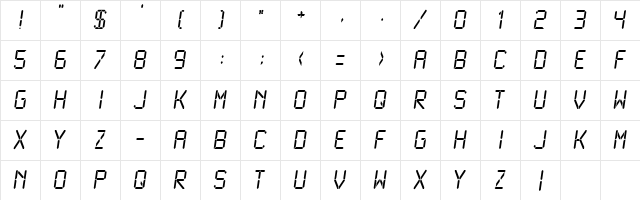 LCDMono2 Normal Character Map