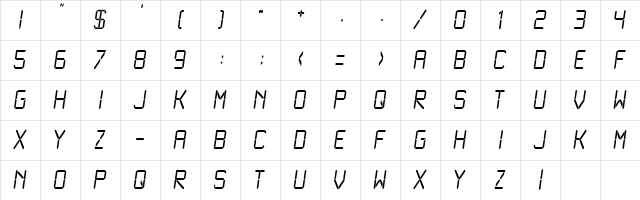 LCDMono Light Character Map LCDMono Light Character Map