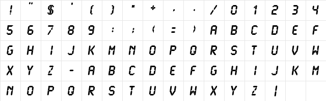 LCDMono Ultra Character Map LCDMono Ultra Character Map