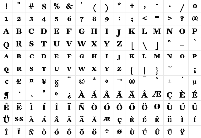 DTLFleischmannT CapsBold Character Map DTLFleischmannT CapsBold Character Map