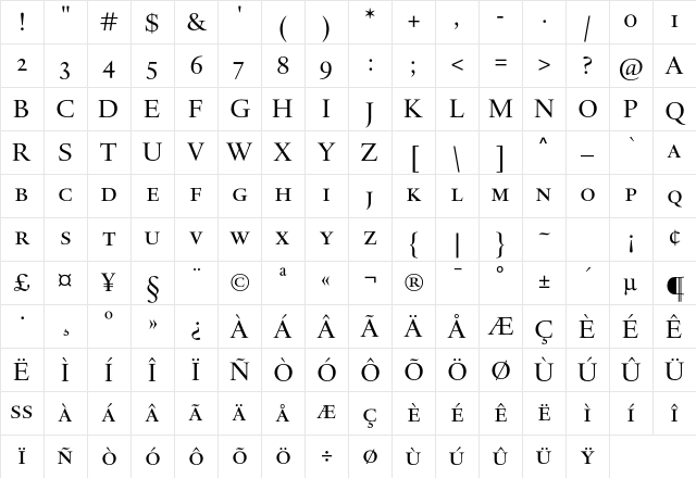 DTL Haarlemmer D Caps Regular Character Map