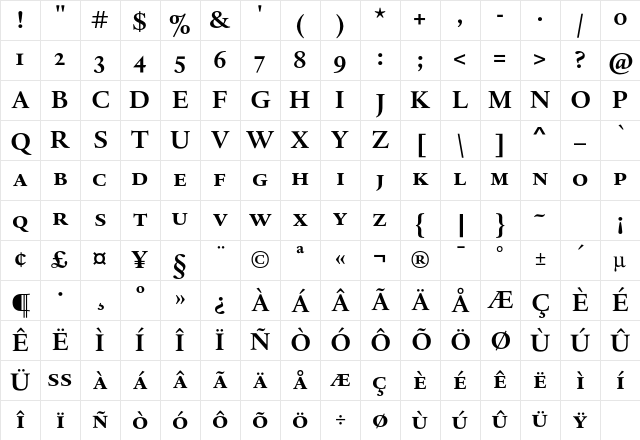 DTLHaarlemmerDCaps Bold Character Map