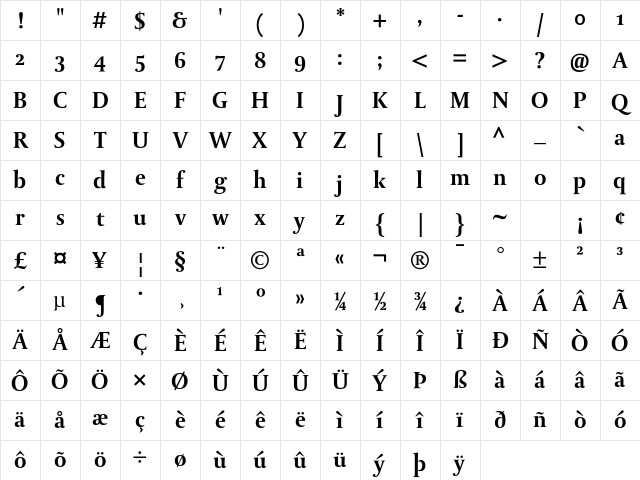 DTL Paradox ST Bold Character Map