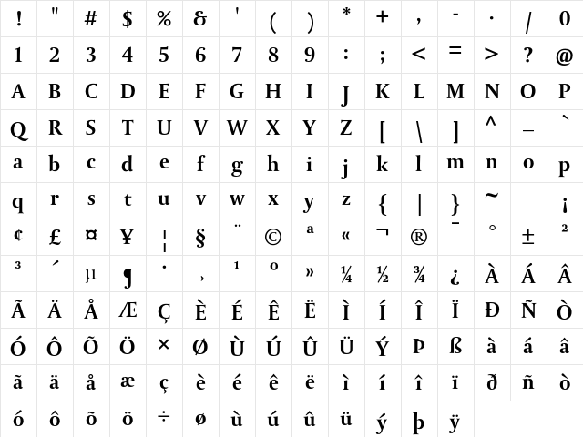 DTLParadoxT Bold Character Map