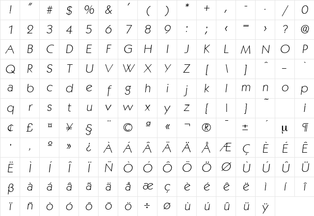 Koblenz-Serial-ExtraLight RegularItalic Character Map Koblenz-Serial-ExtraLight RegularItalic Character Map