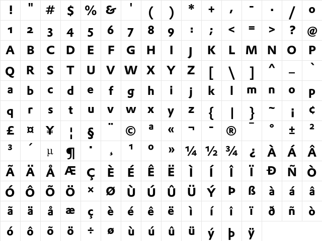 DTLProkyonST Bold Character Map
