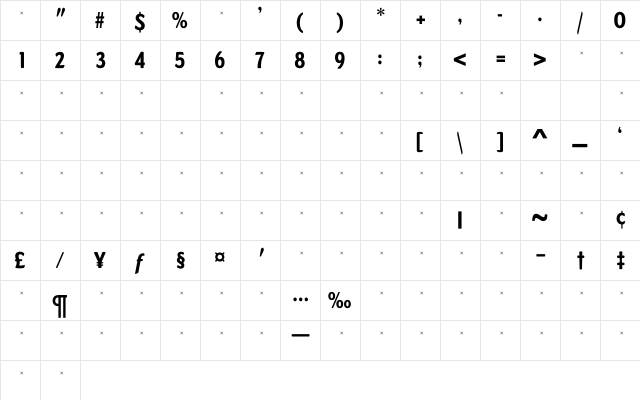 DundeeExtraBoldCondTab Regular Character Map DundeeExtraBoldCondTab Regular Character Map
