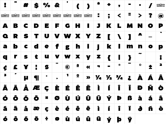 Eastman Roman Trial Heavy Character Map