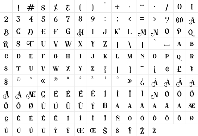 Eastwood Regular Character Map Eastwood Regular Character Map
