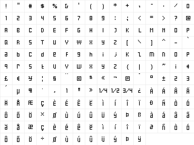 Eboy REGBeta Character Map
