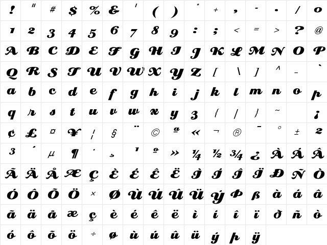 EclatICG Regular Character Map